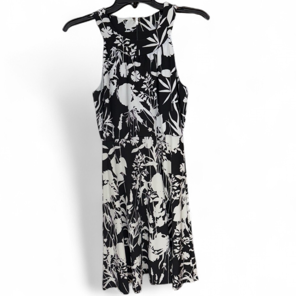 **SOLD**Tommy Hilfiger Black White Floral Halter Fit & Flare Dress - Picture 2 of 8